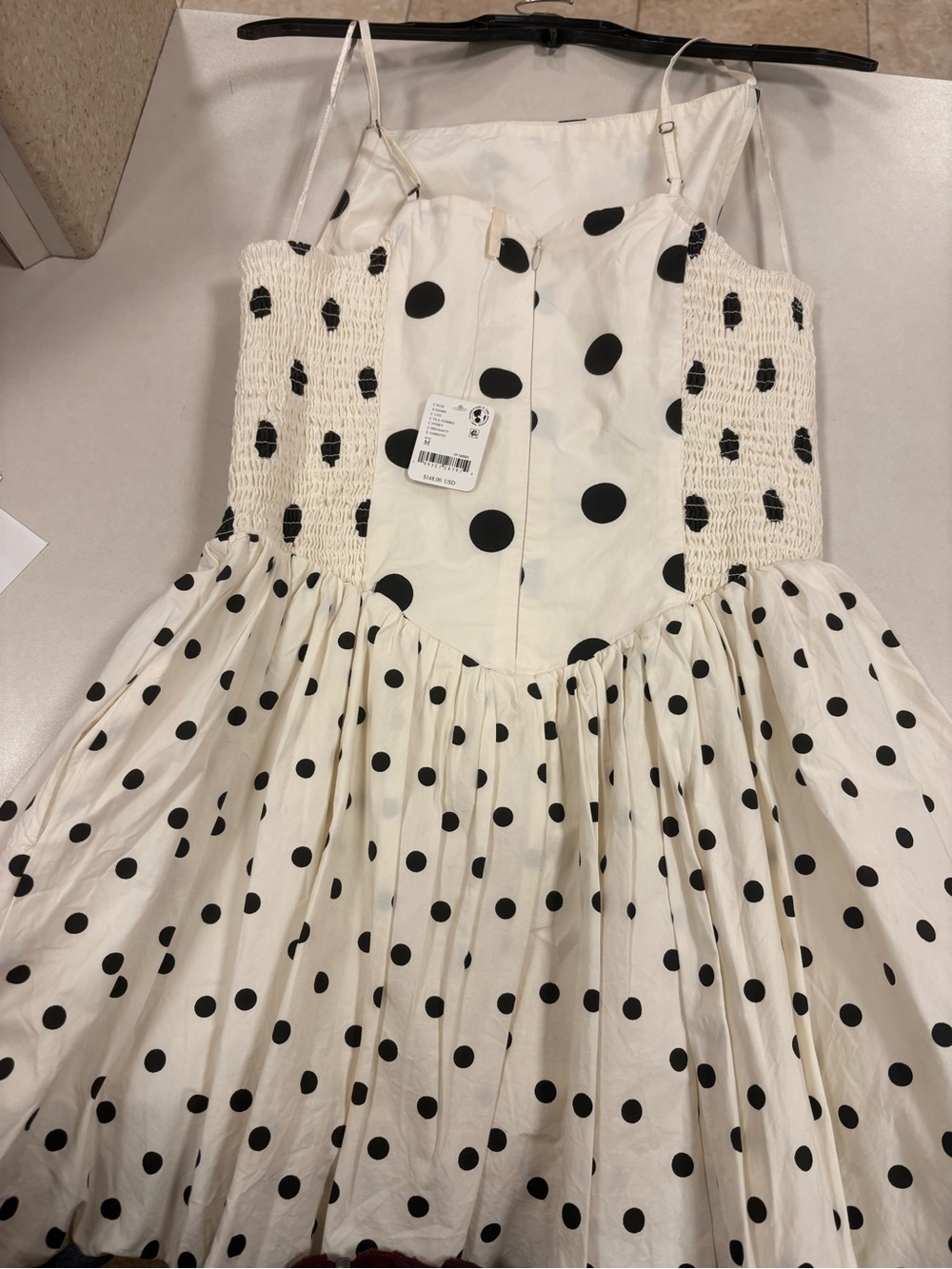 Free People White Mini Dress with Black Polka Dots - Picture 3 of 4